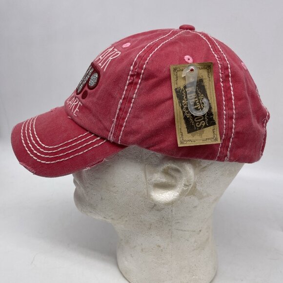 Kbethos "Jeep Hair Don't Care" Baseball Cap NWT Women Pink Distressed - Picture 2 of 6